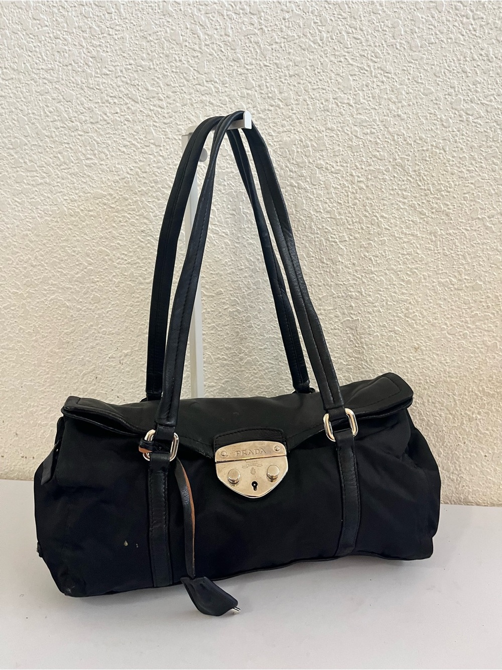 Prada nylon vintage pushlock shoulder bag